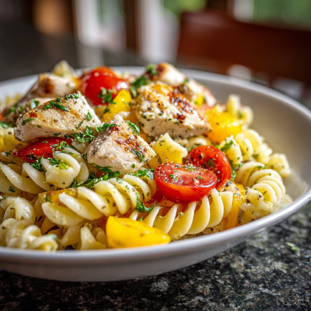 Lemon Garlic Chicken Pasta Salad
